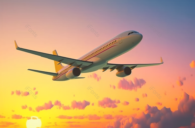 黄昏时分客机在飞过梦幻般的天空摄影图,高清,摄影图,摄影图片,图片大全,摄影图免费下载